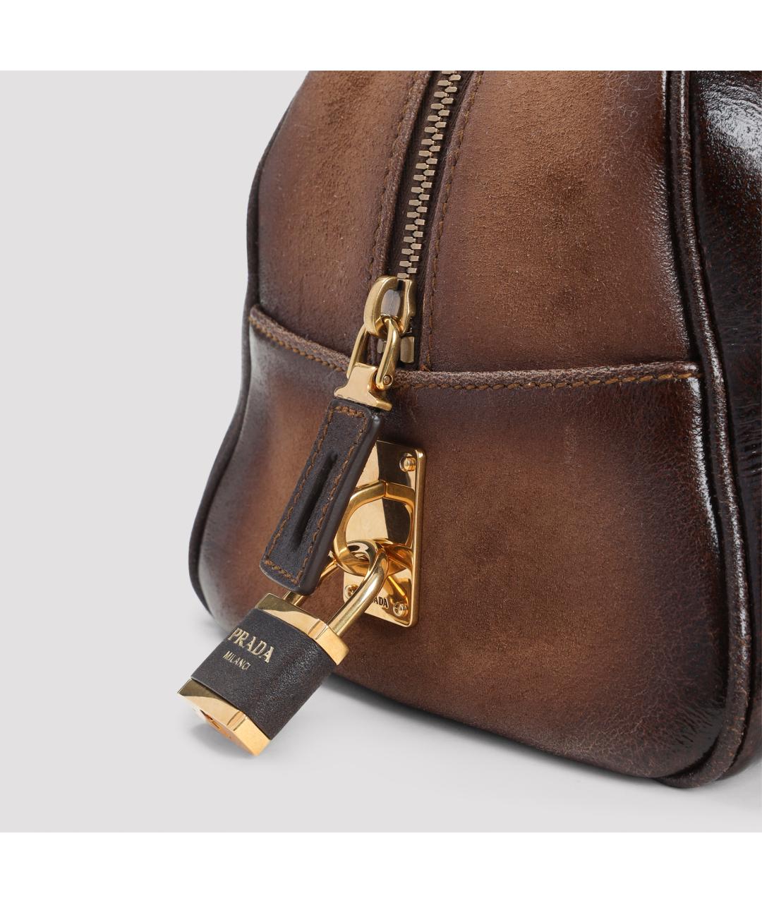 PRADA Коричневая кожаная сумка через плечо, фото 4