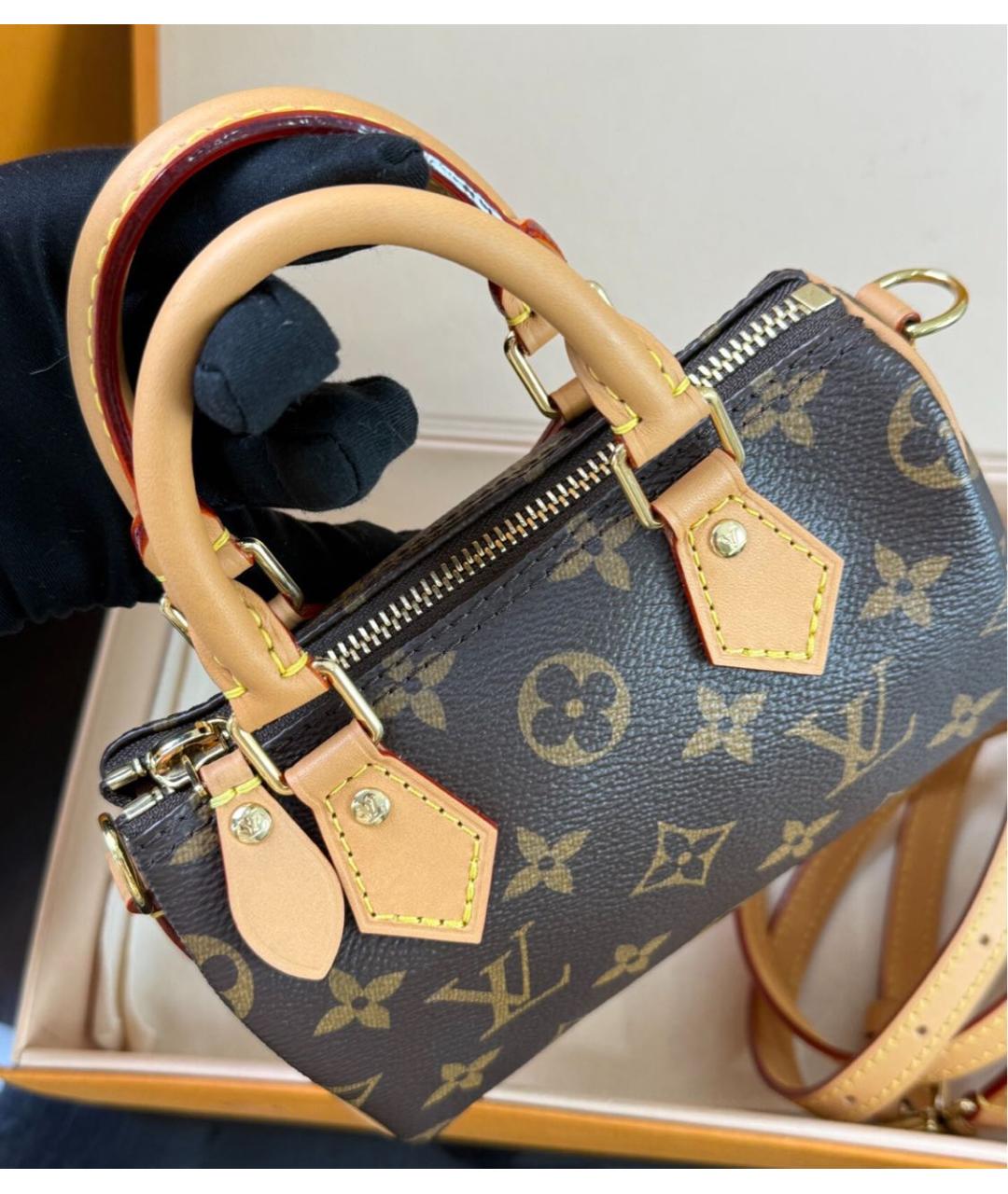 LOUIS VUITTON Коричневая сумка с короткими ручками, фото 5