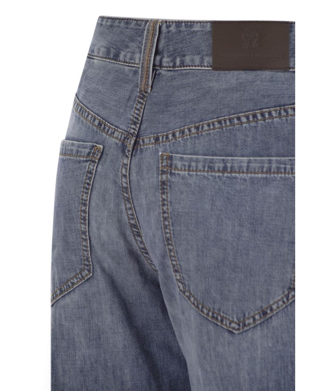 BRUNELLO CUCINELLI Синие хлопковые прямые джинсы, фото 4