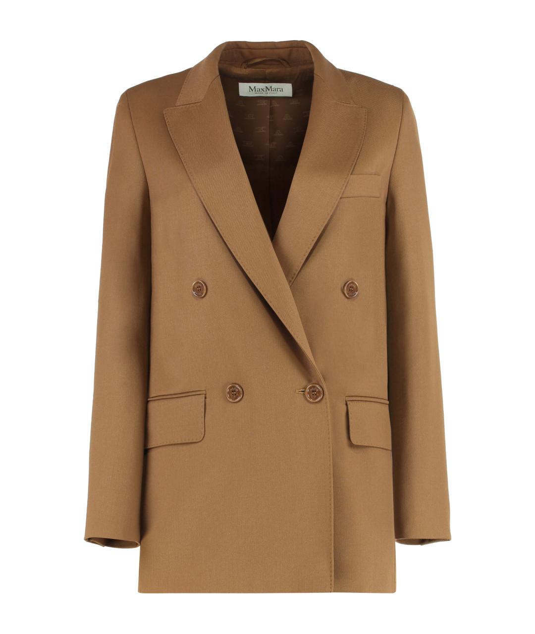 MAX MARA Коричневый шерстяной жакет/пиджак, фото 1