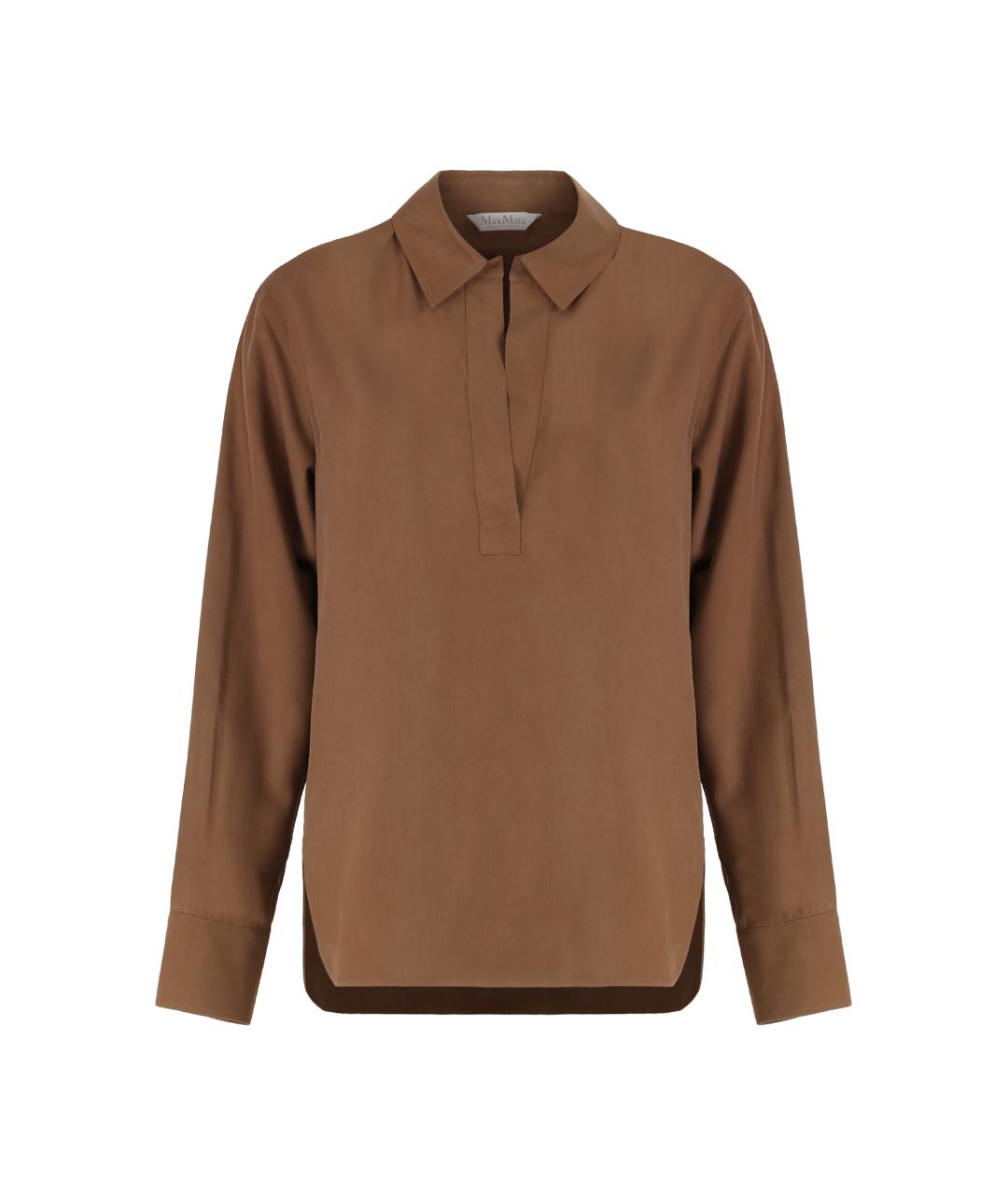 MAX MARA Коричневая шелковая рубашка, фото 1