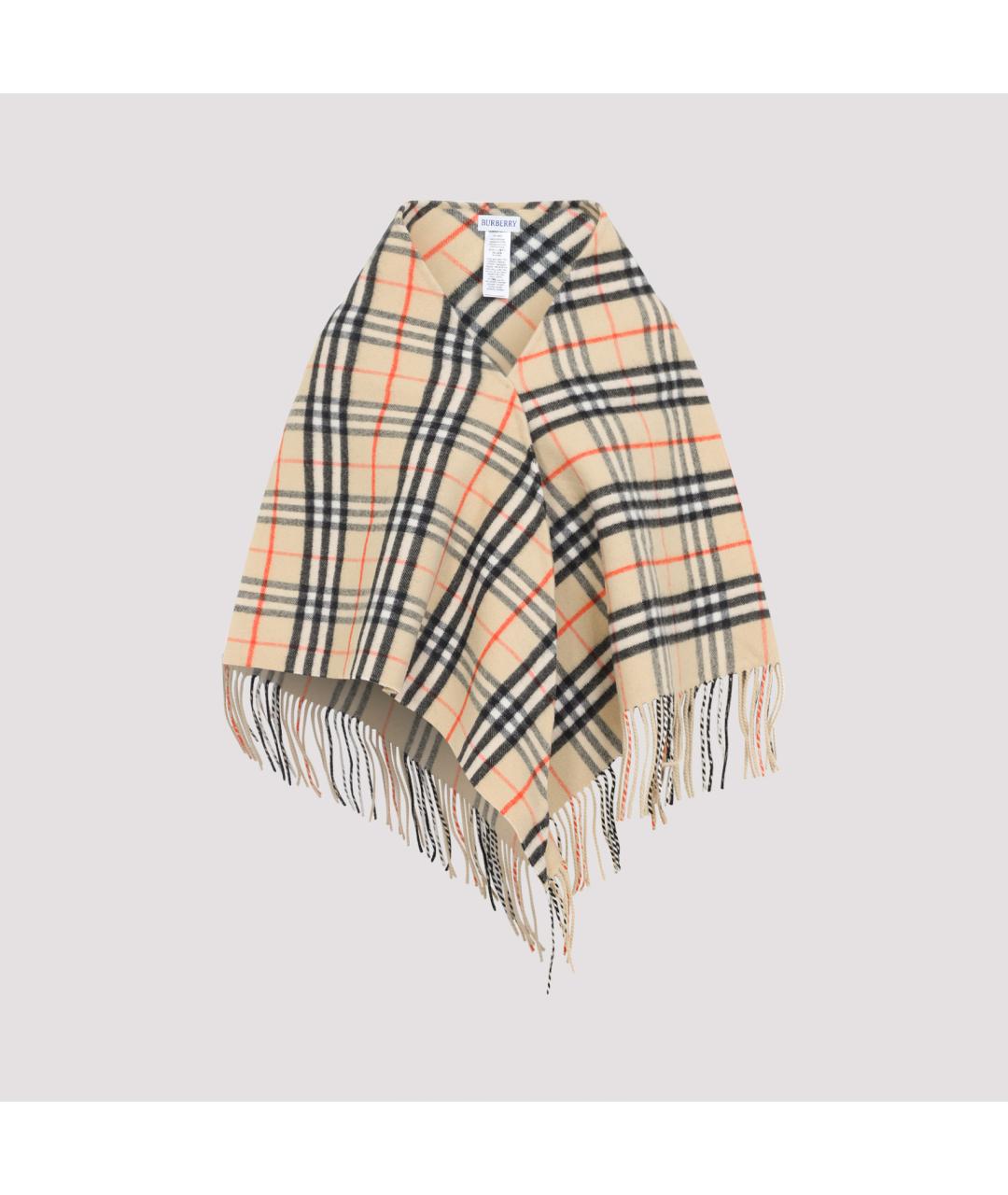 BURBERRY Бежевый шерстяной шарф, фото 2