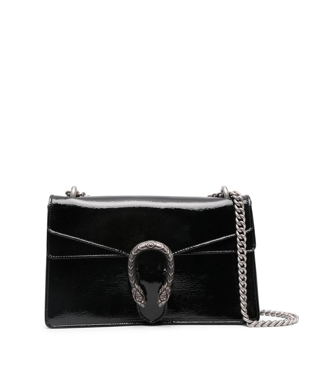 GUCCI Черная сумка через плечо из лакированной кожи, фото 1