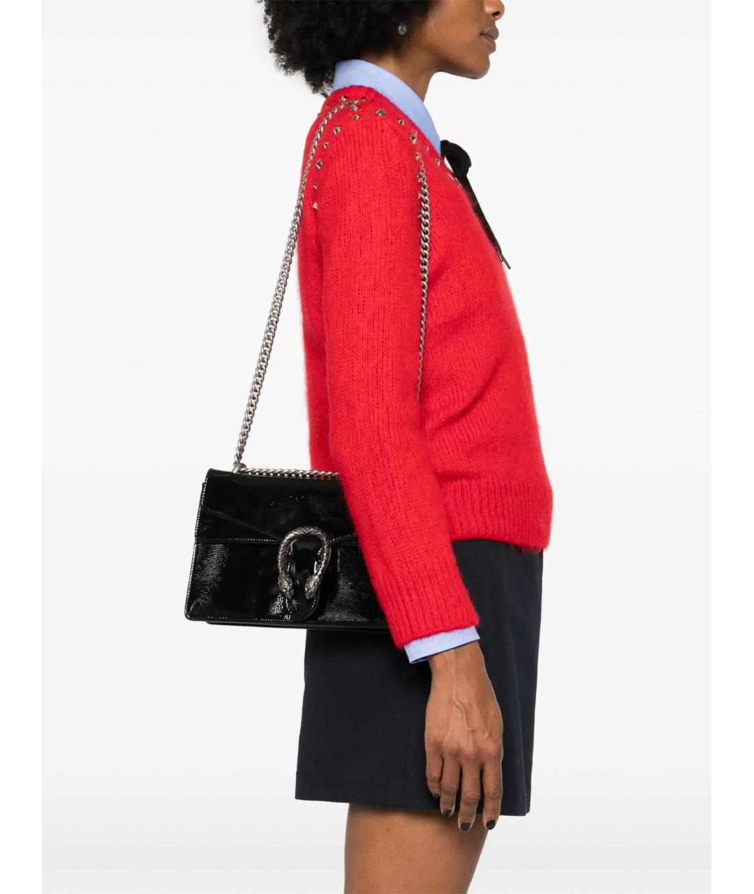 GUCCI Черная сумка через плечо из лакированной кожи, фото 2