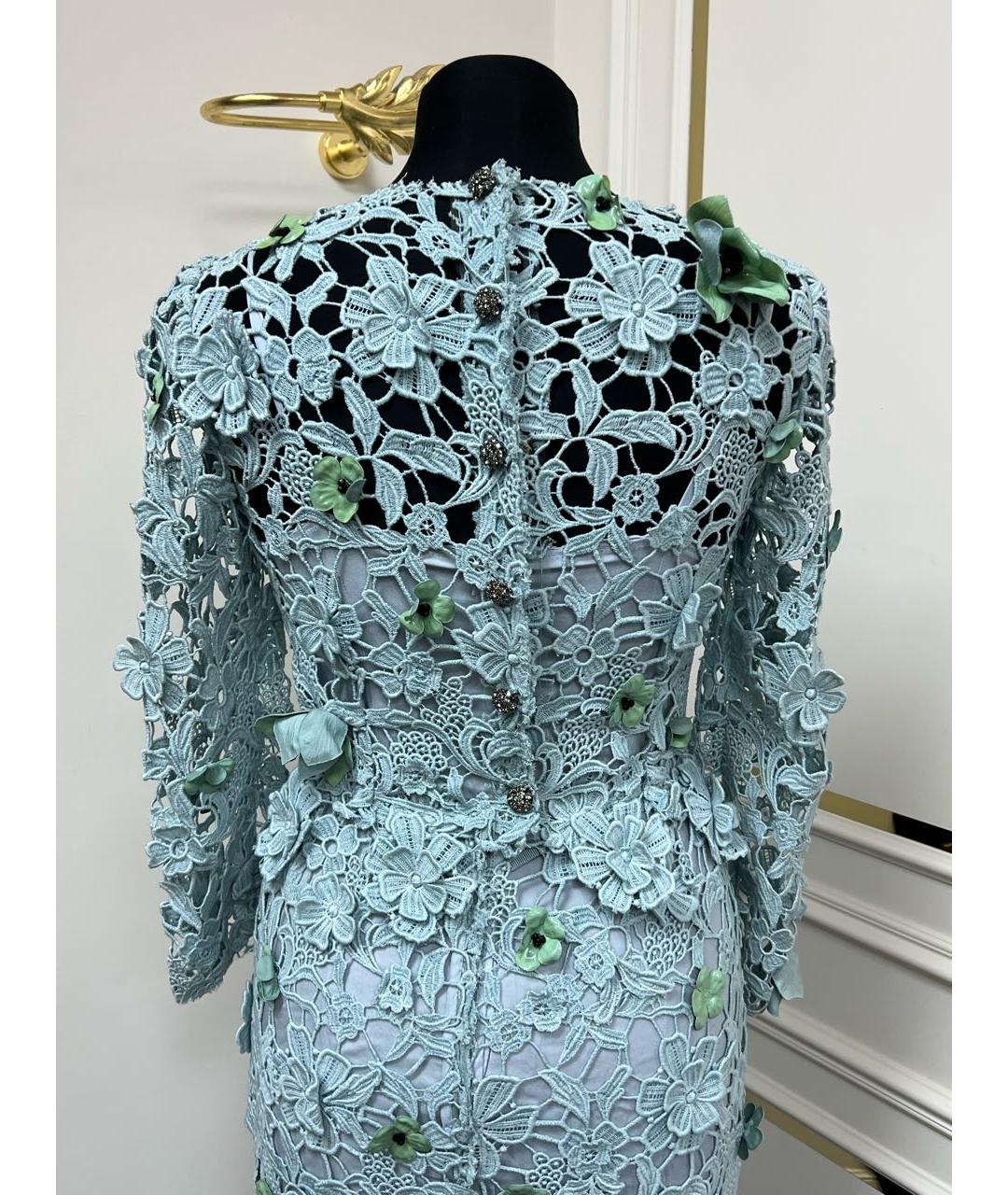 DOLCE&GABBANA Голубое шелковое коктейльное платье, фото 8