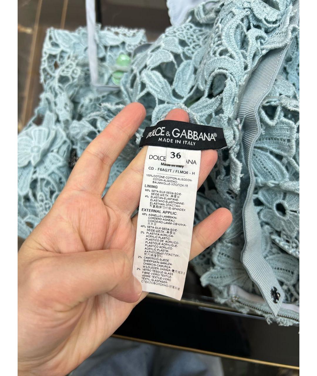 DOLCE&GABBANA Голубое шелковое коктейльное платье, фото 6