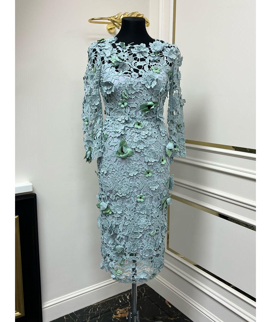 DOLCE&GABBANA Голубое шелковое коктейльное платье, фото 2