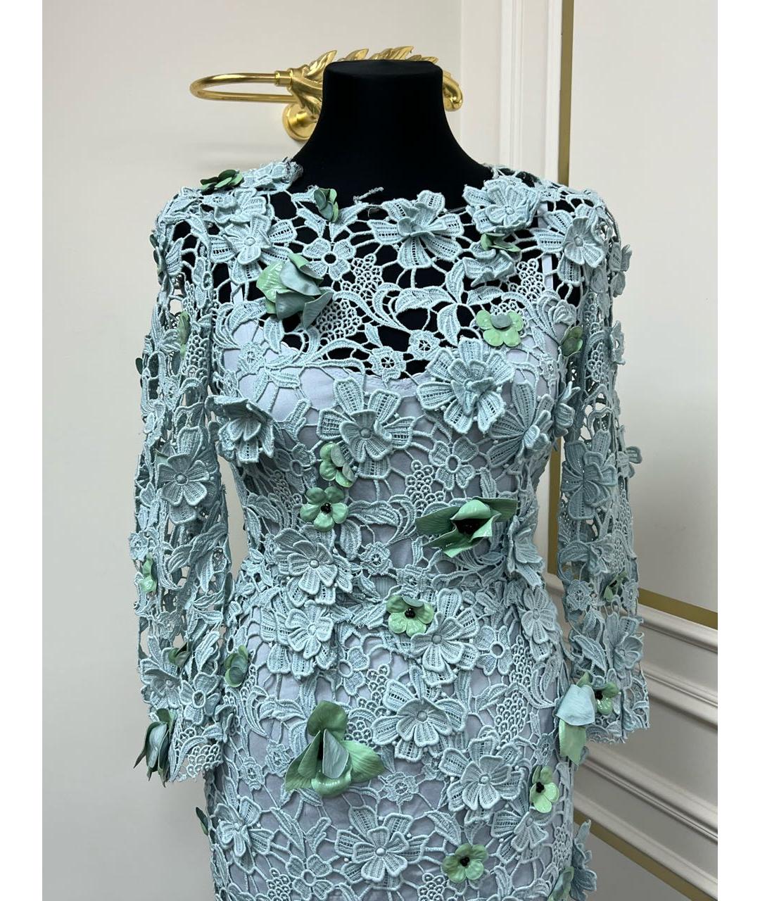 DOLCE&GABBANA Голубое шелковое коктейльное платье, фото 3