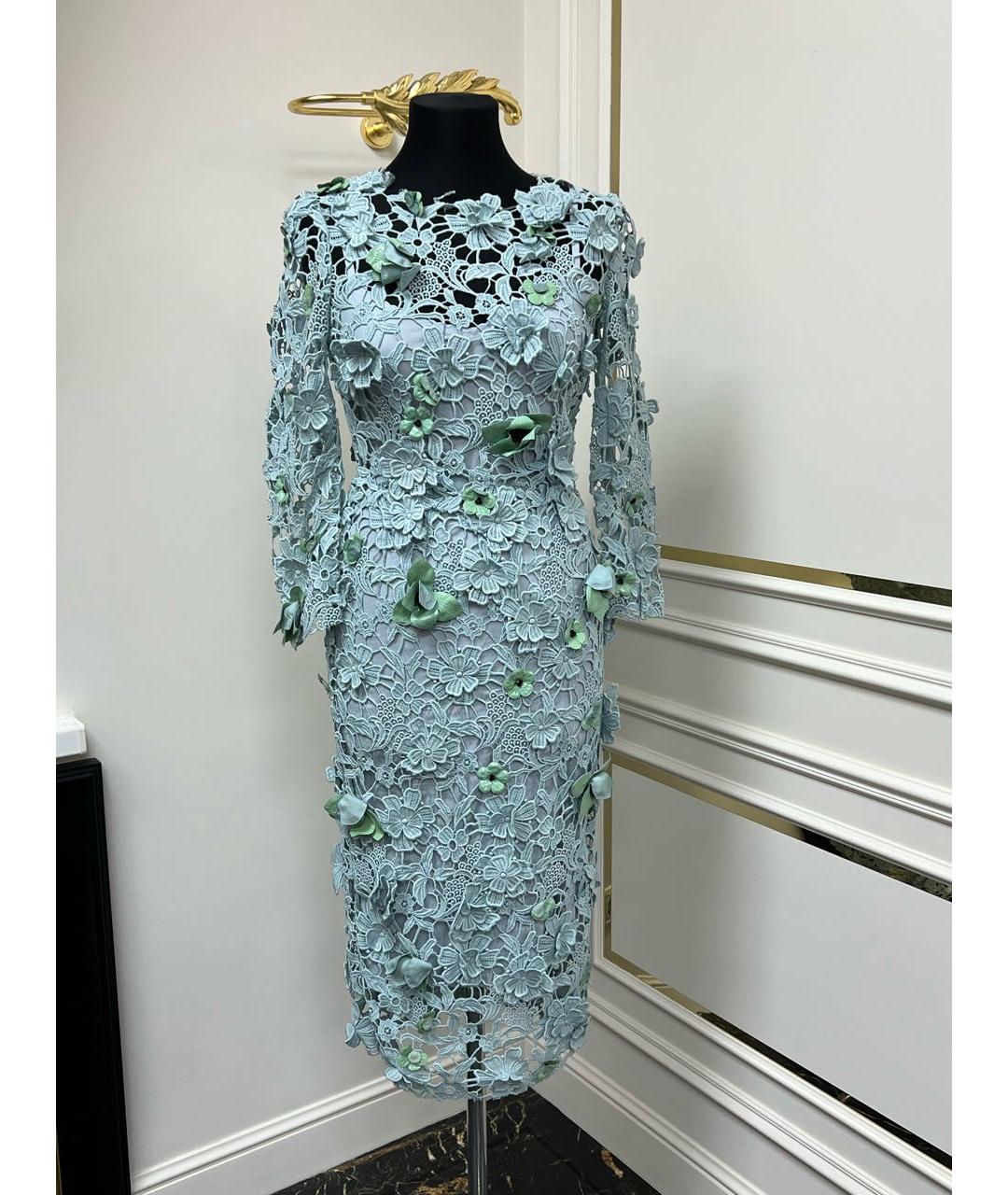 DOLCE&GABBANA Голубое шелковое коктейльное платье, фото 9