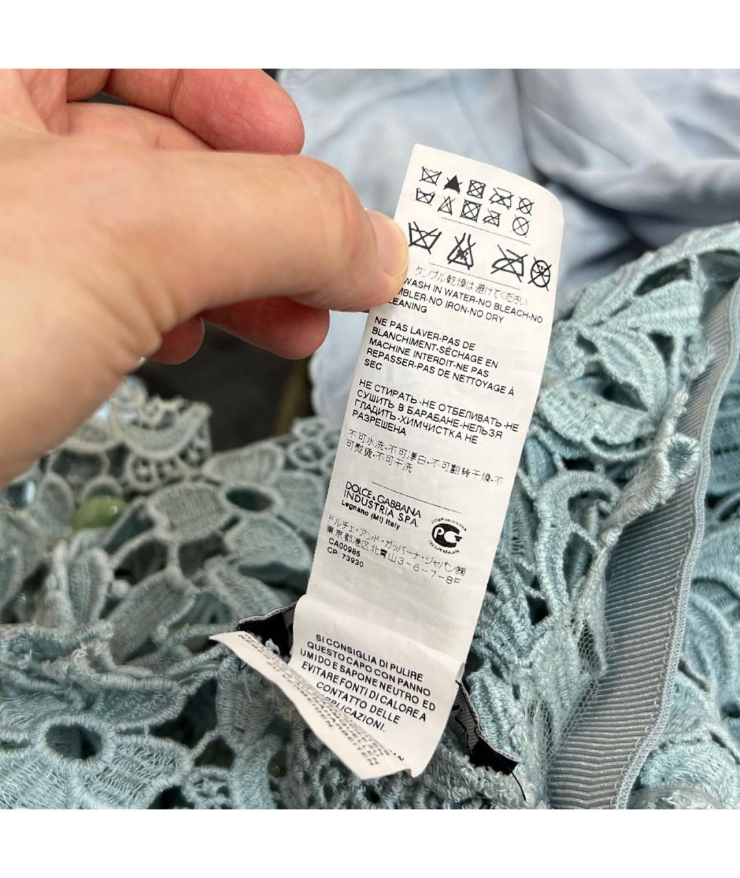 DOLCE&GABBANA Голубое шелковое коктейльное платье, фото 7