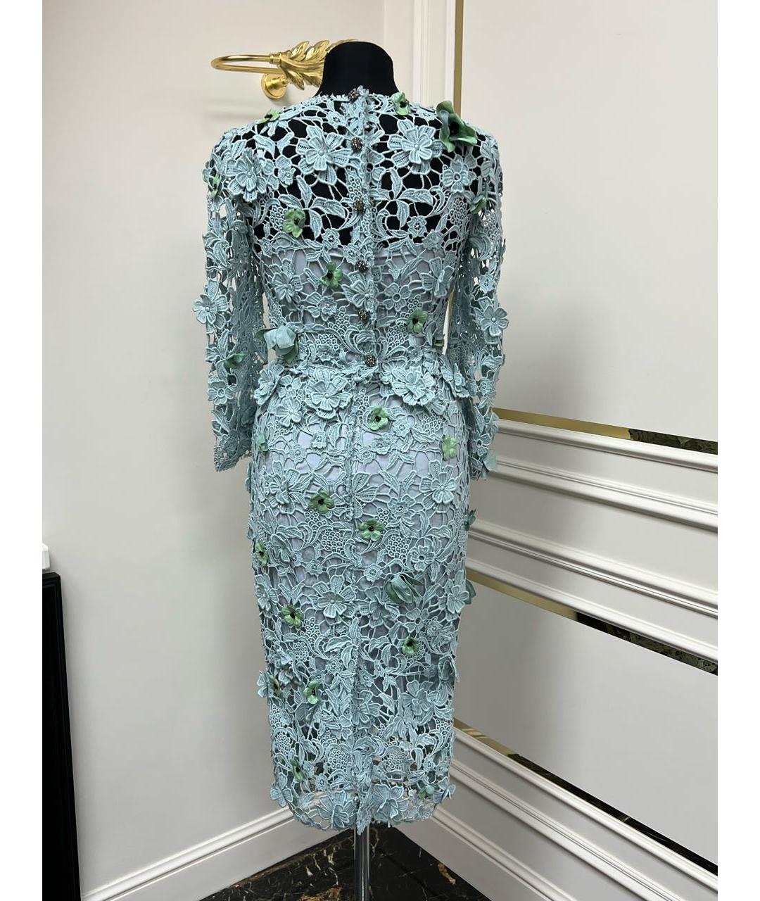 DOLCE&GABBANA Голубое шелковое коктейльное платье, фото 4