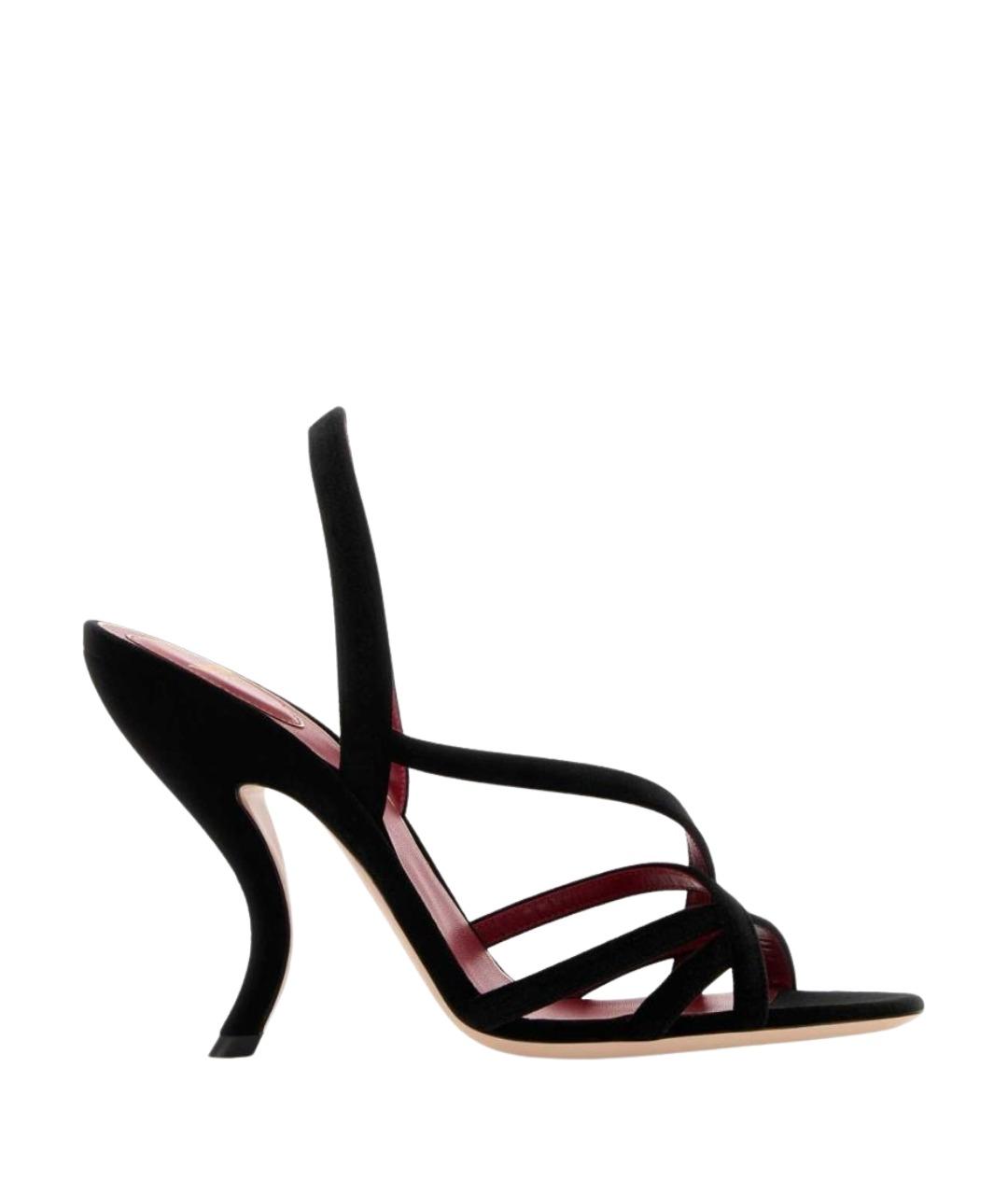 VALENTINO Черные кожаные босоножки, фото 1