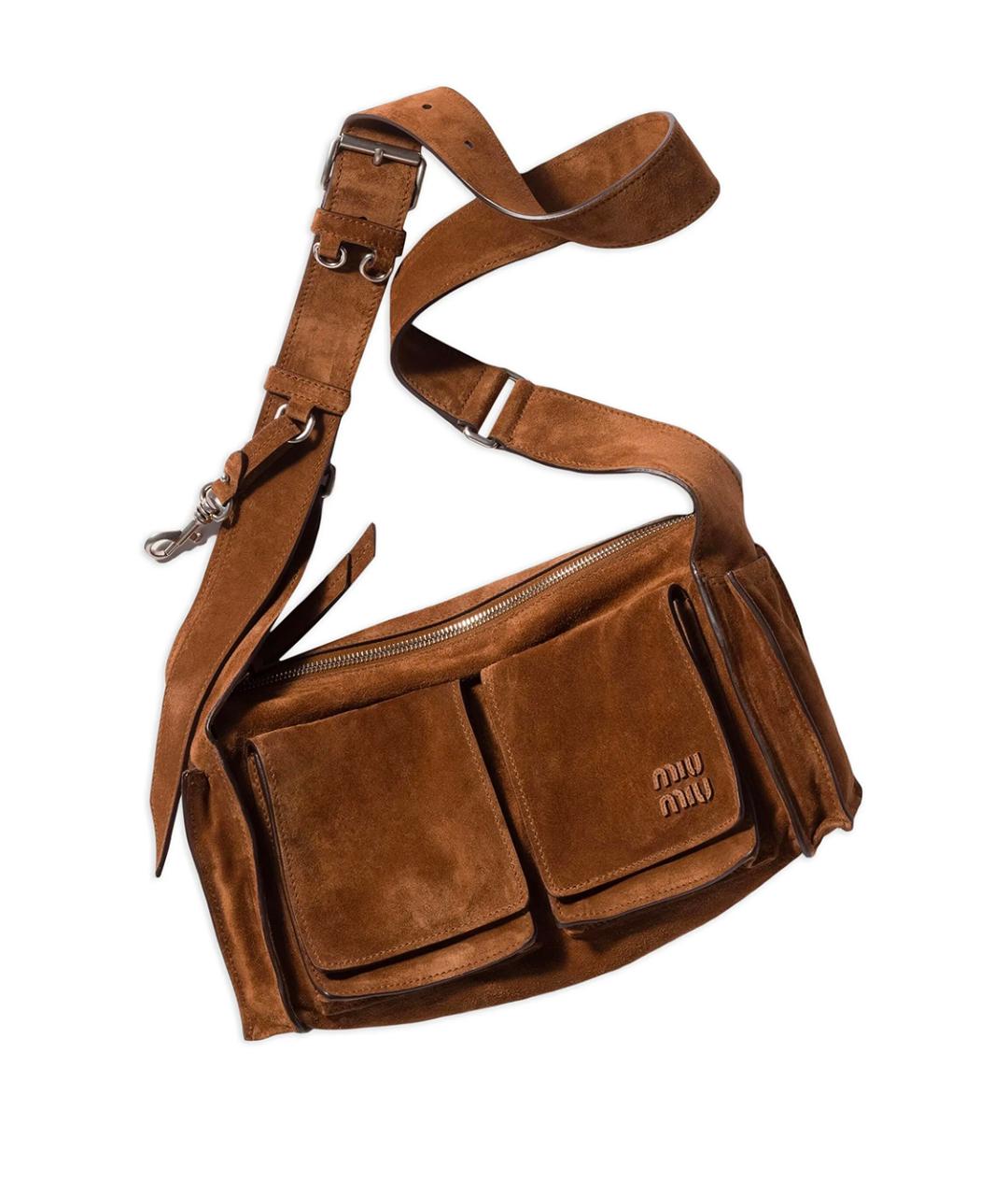 MIU MIU Коричневая замшевая сумка через плечо, фото 5