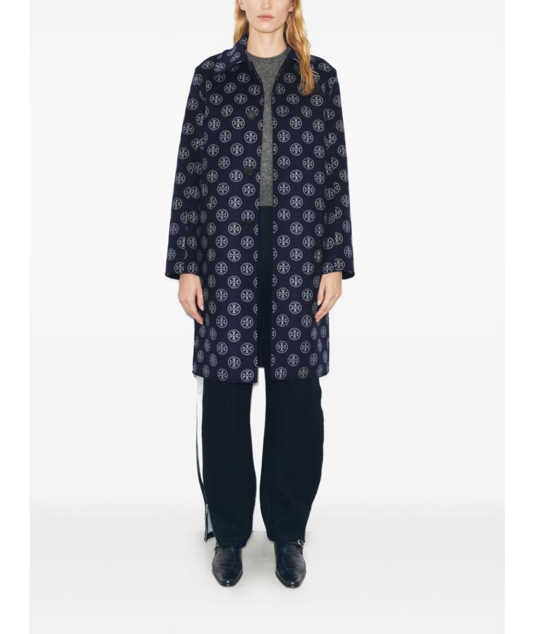 TORY BURCH Синее шерстяное пальто, фото 3