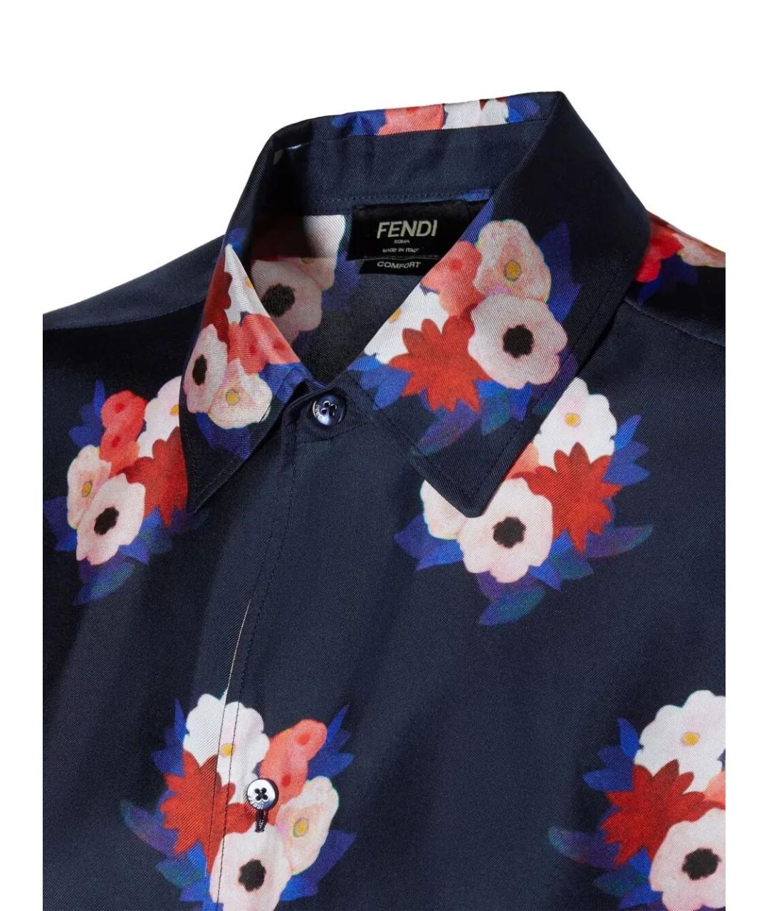 FENDI Темно-синяя шелковая кэжуал рубашка, фото 3