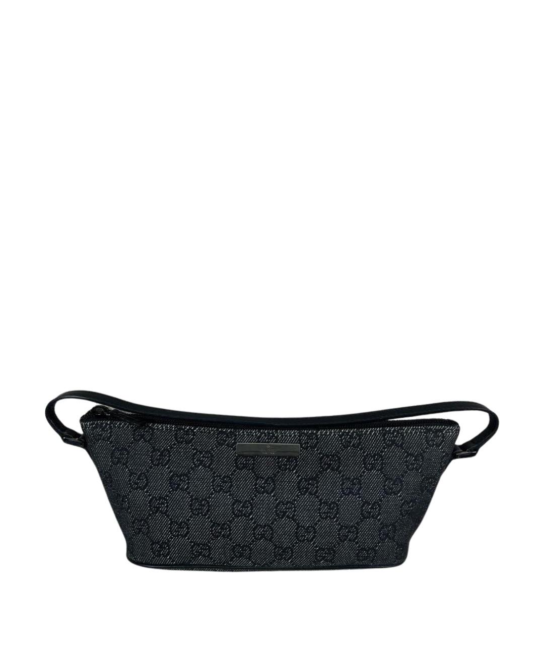 GUCCI Антрацитовая деним сумка с короткими ручками, фото 1