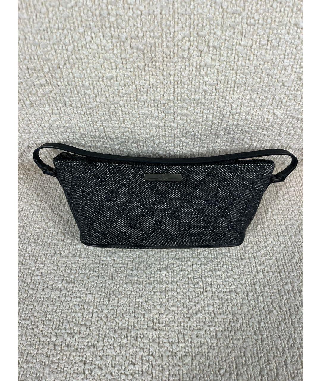 GUCCI Антрацитовая деним сумка с короткими ручками, фото 9