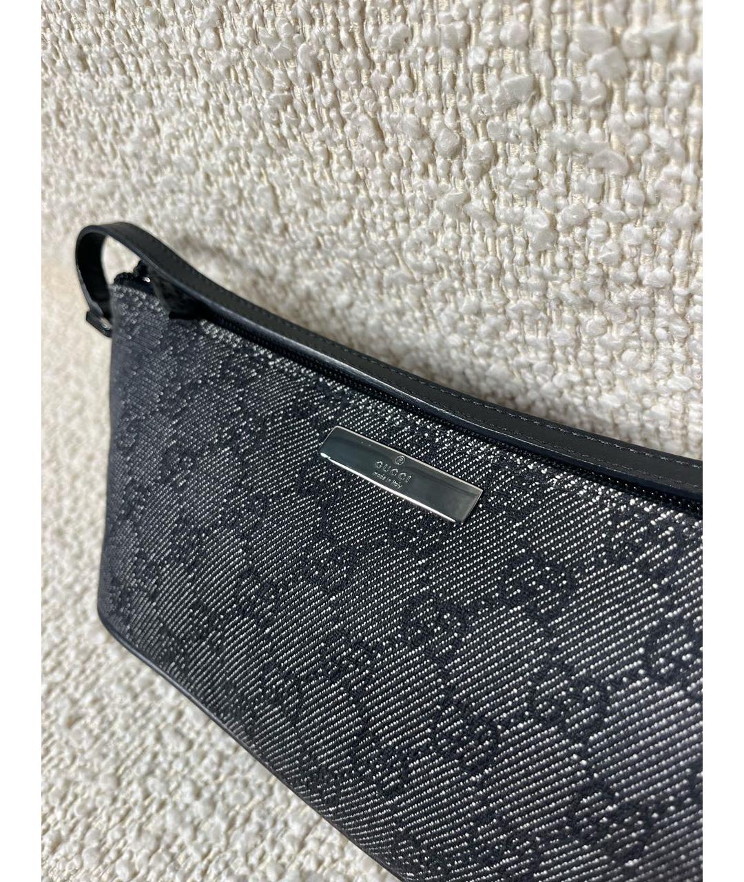 GUCCI Антрацитовая деним сумка с короткими ручками, фото 7