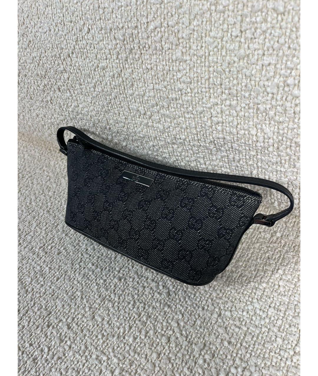 GUCCI Антрацитовая деним сумка с короткими ручками, фото 5