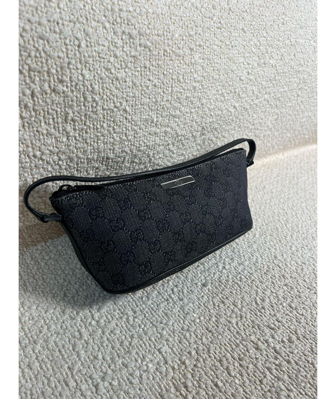 GUCCI Антрацитовая деним сумка с короткими ручками, фото 2