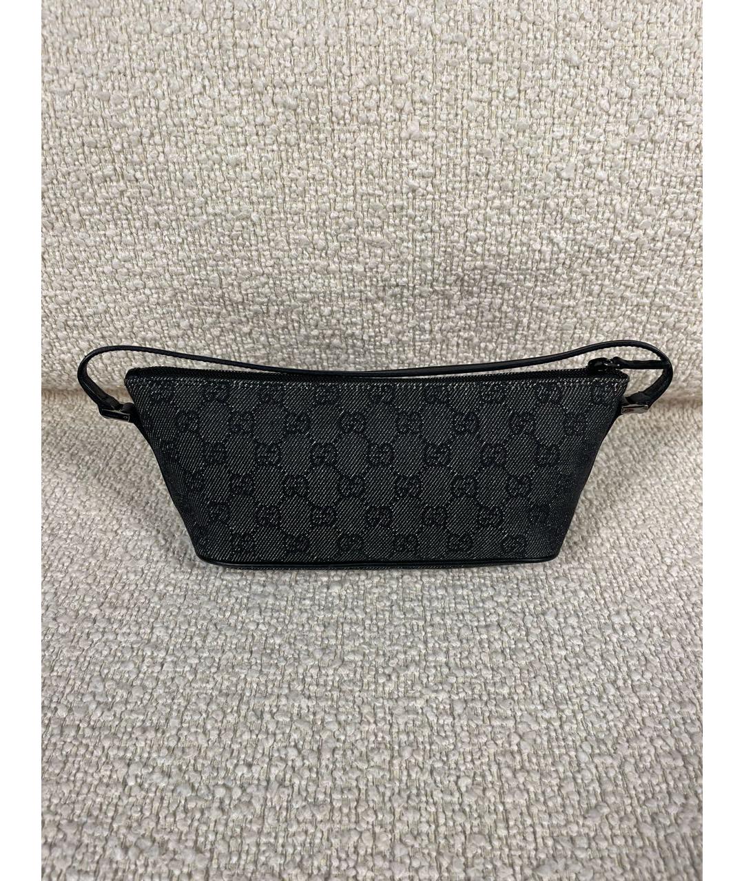 GUCCI Антрацитовая деним сумка с короткими ручками, фото 3