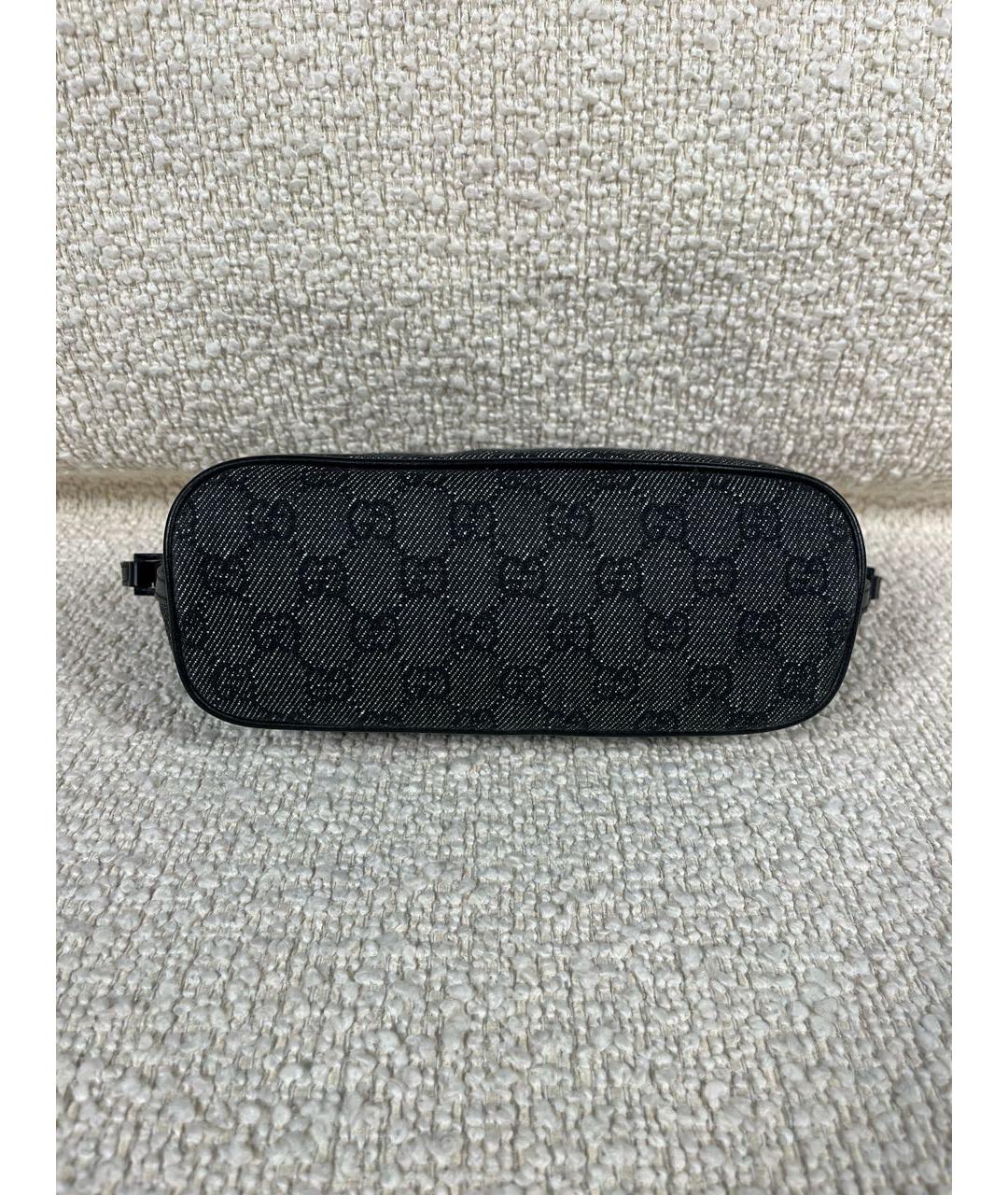 GUCCI Антрацитовая деним сумка с короткими ручками, фото 6