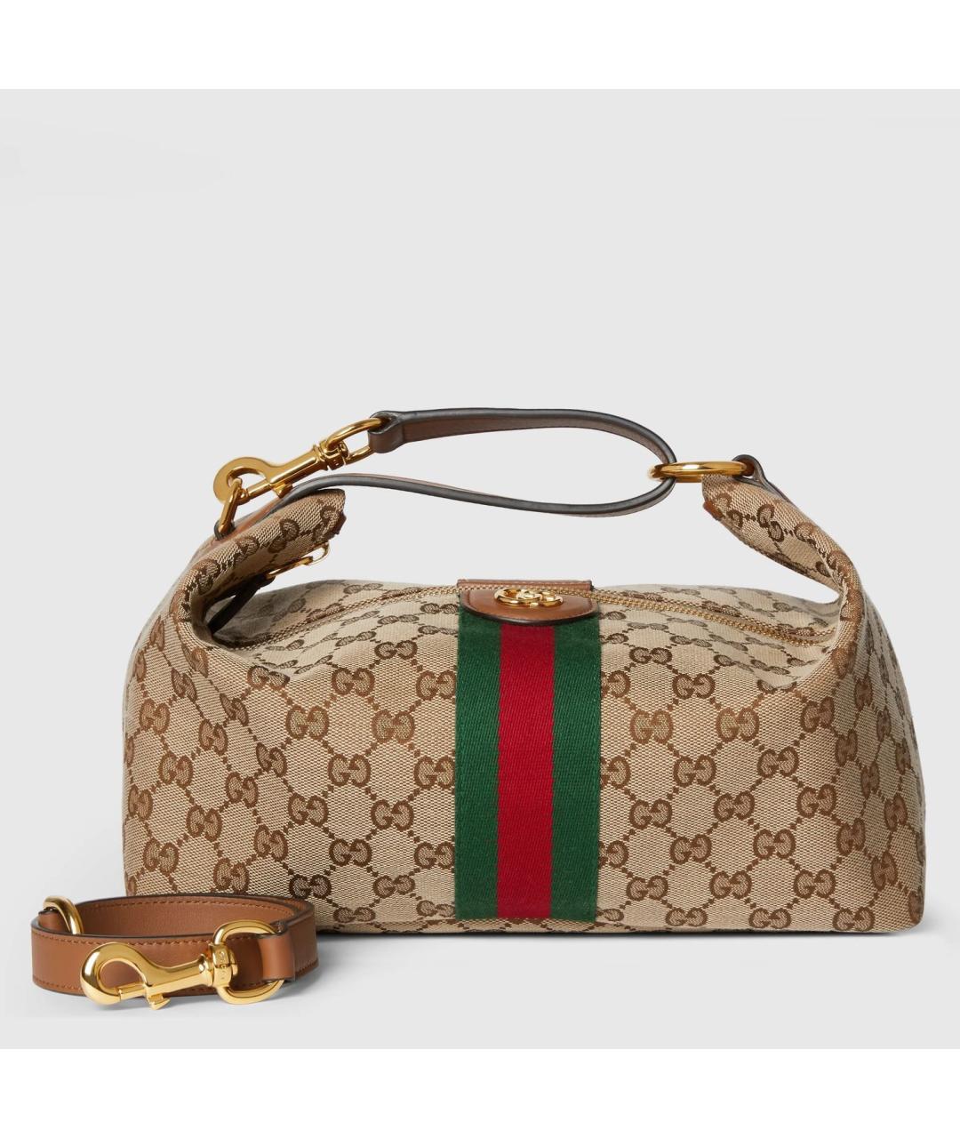 GUCCI Бежевая жаккардовая сумка через плечо, фото 4
