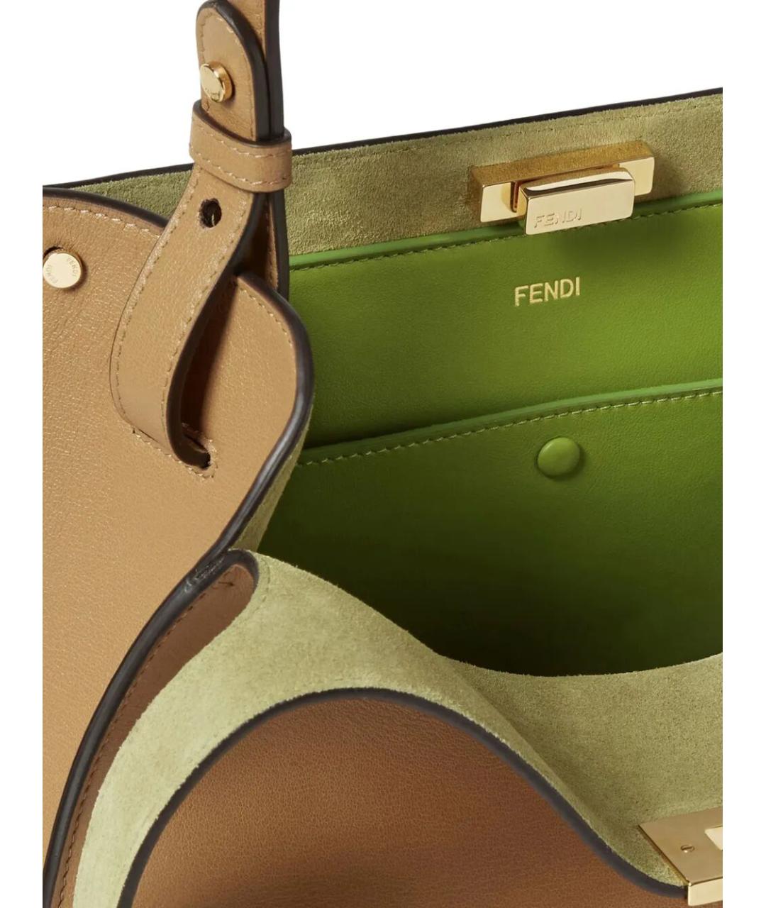 FENDI Бежевая кожаная сумка тоут, фото 3