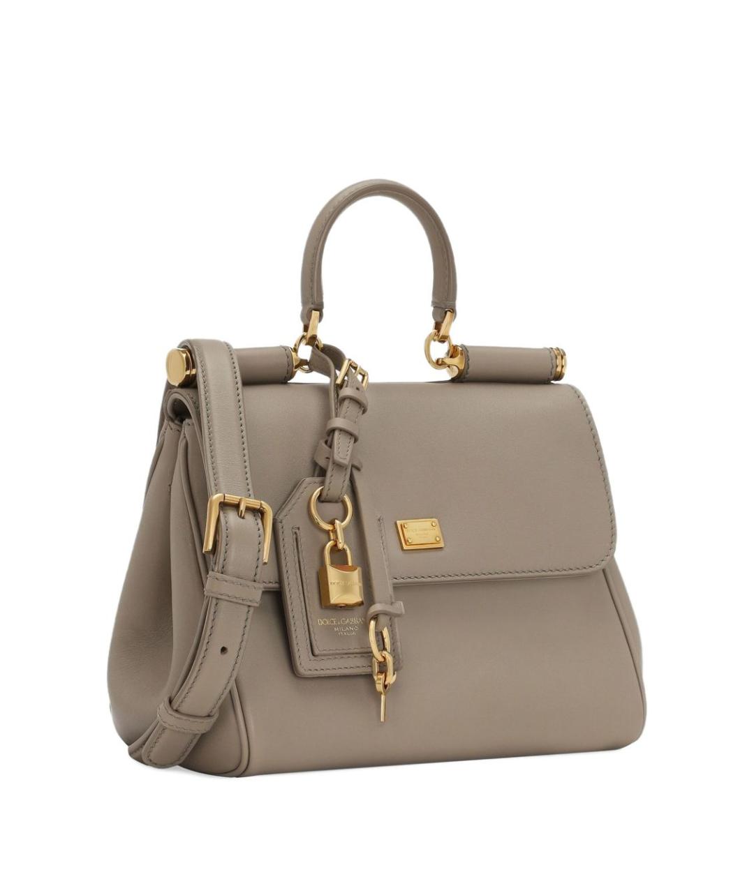 DOLCE&GABBANA Бежевая кожаная сумка тоут, фото 3