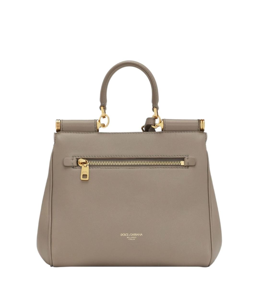 DOLCE&GABBANA Бежевая кожаная сумка тоут, фото 4