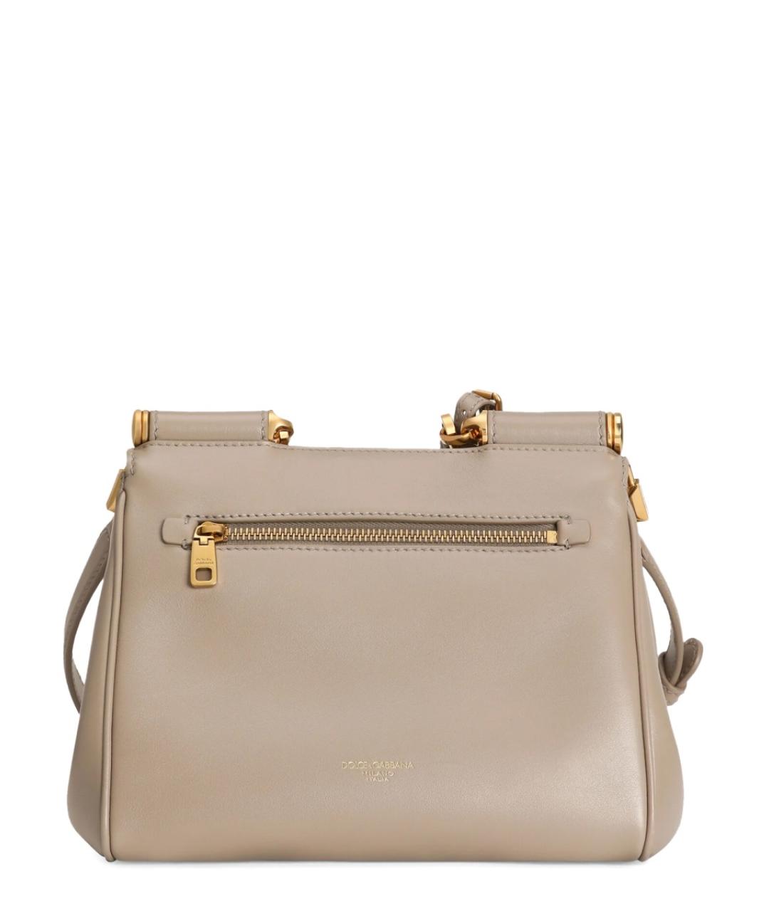 DOLCE&GABBANA Бежевая кожаная сумка тоут, фото 5
