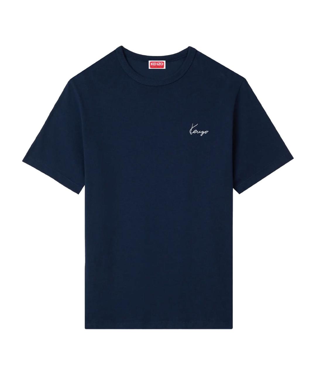 KENZO Темно-синяя хлопковая футболка, фото 1