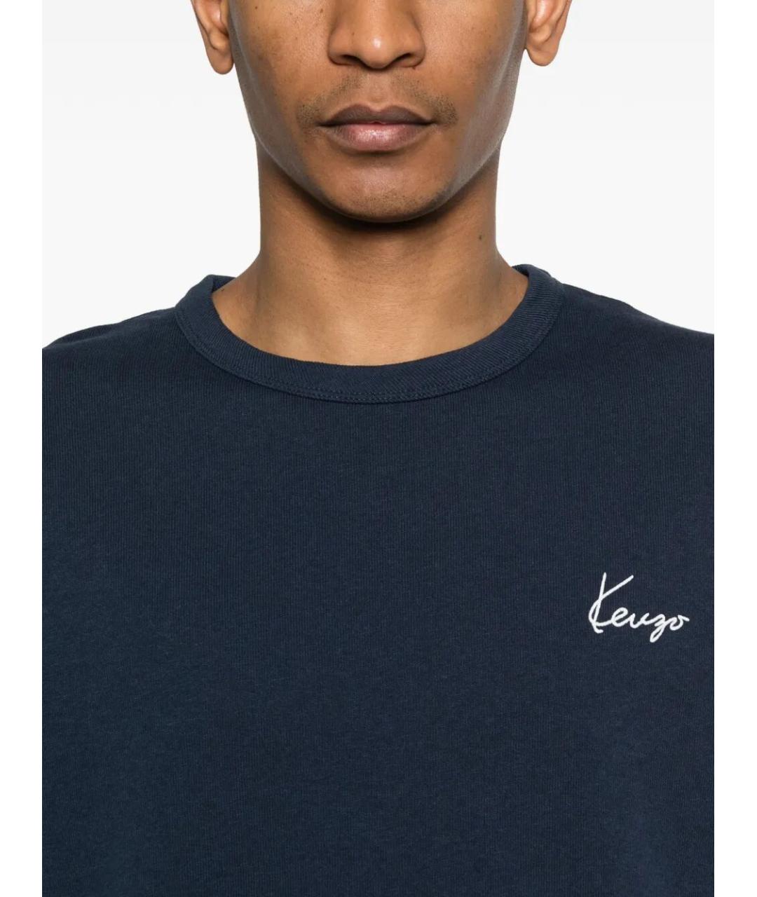 KENZO Темно-синяя хлопковая футболка, фото 5