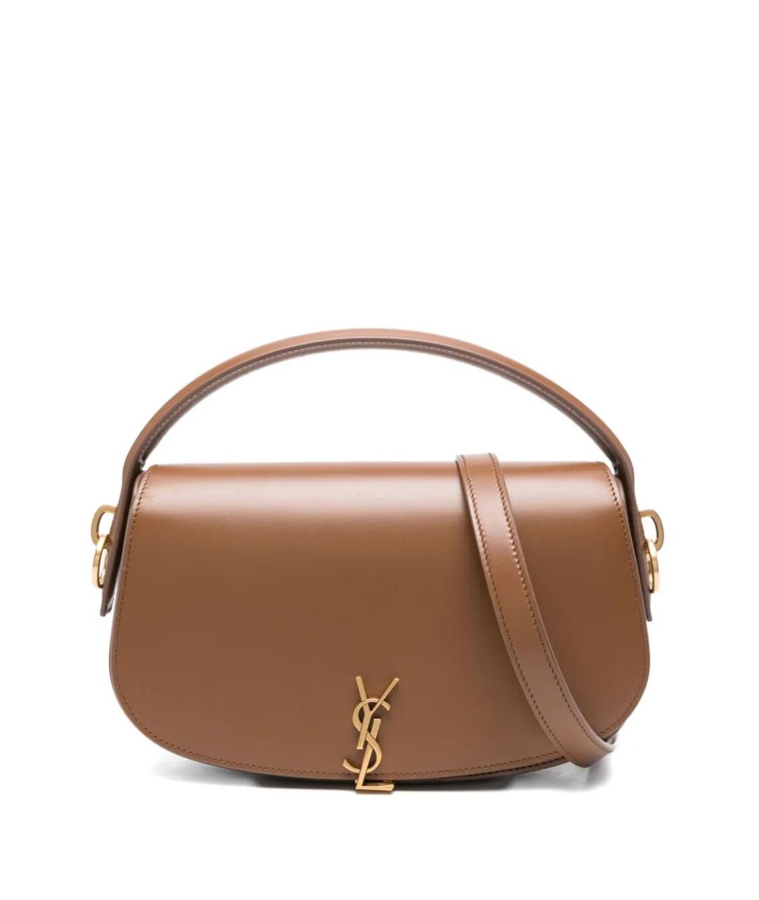 SAINT LAURENT Коричневая кожаная сумка через плечо, фото 1