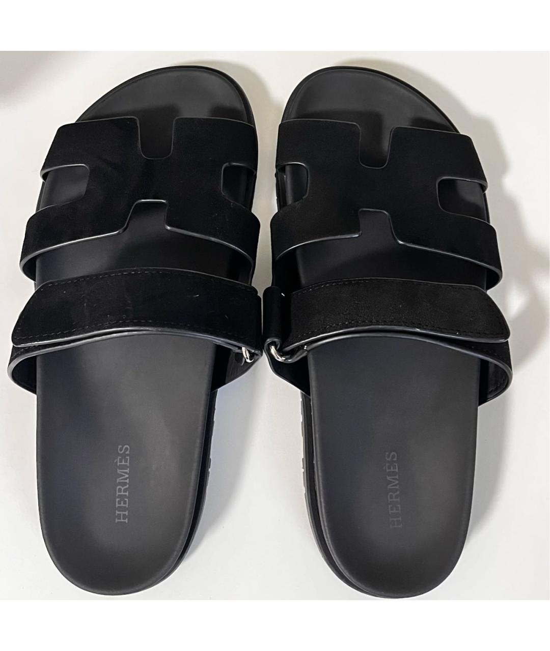 HERMES Черные замшевые сандалии, фото 3