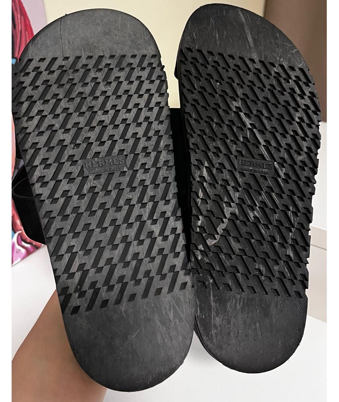 HERMES Черные замшевые сандалии, фото 8
