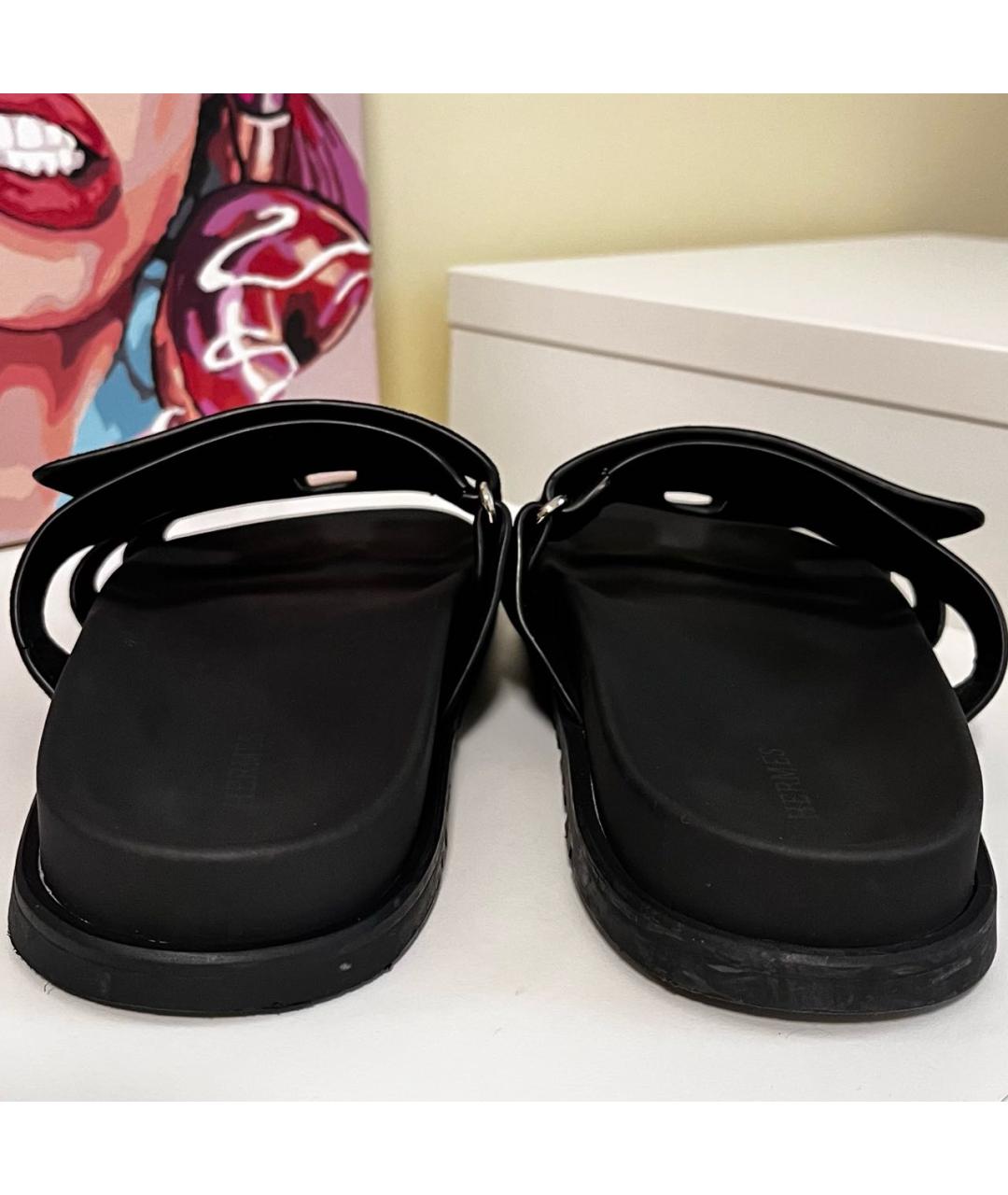 HERMES Черные замшевые сандалии, фото 4