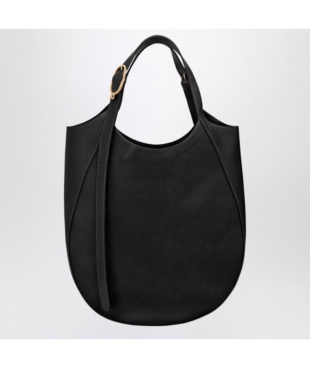 LONGCHAMP Черная кожаная сумка тоут, фото 1