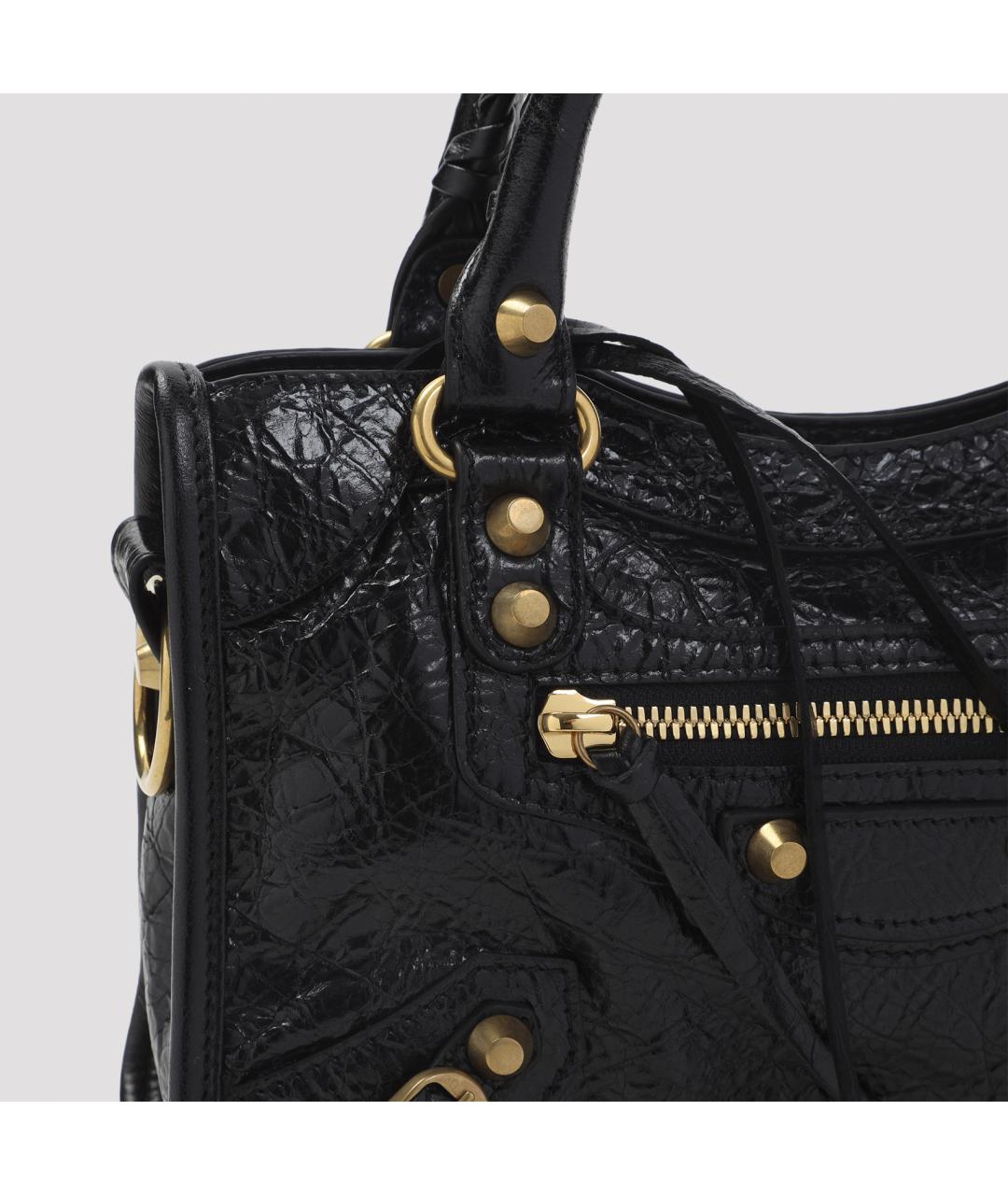 BALENCIAGA Черная кожаная сумка тоут, фото 4