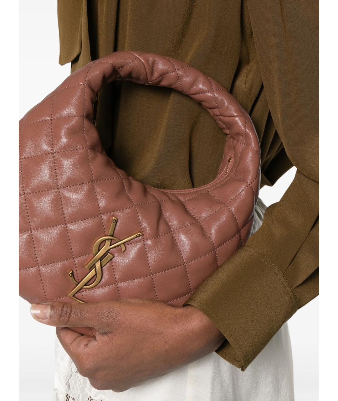 SAINT LAURENT Розовая кожаная сумка через плечо, фото 5