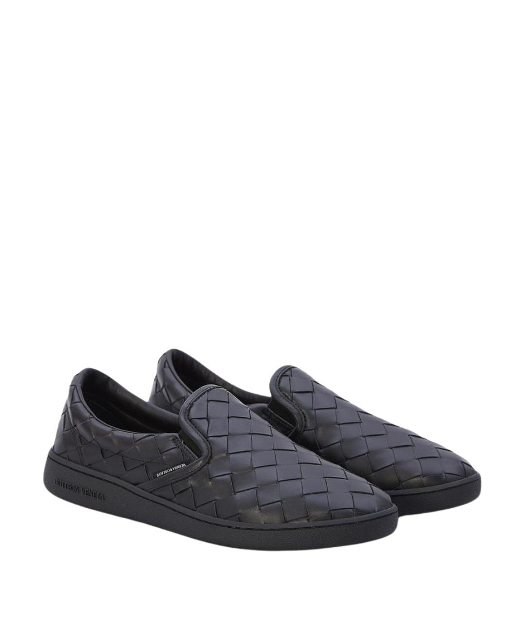 BOTTEGA VENETA Черные кожаные низкие кроссовки / кеды, фото 3