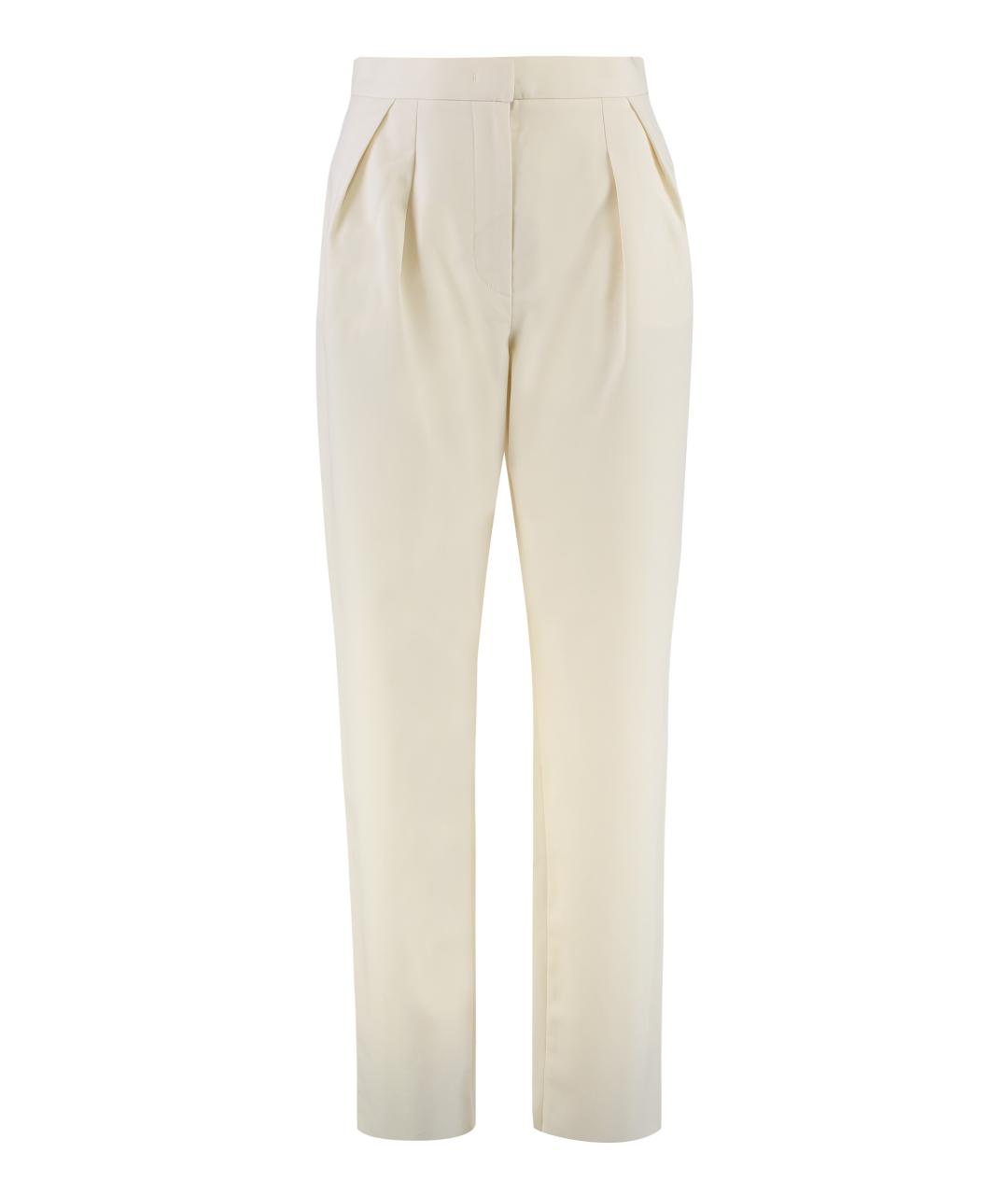 MAX MARA Белые хлопковые прямые брюки, фото 3