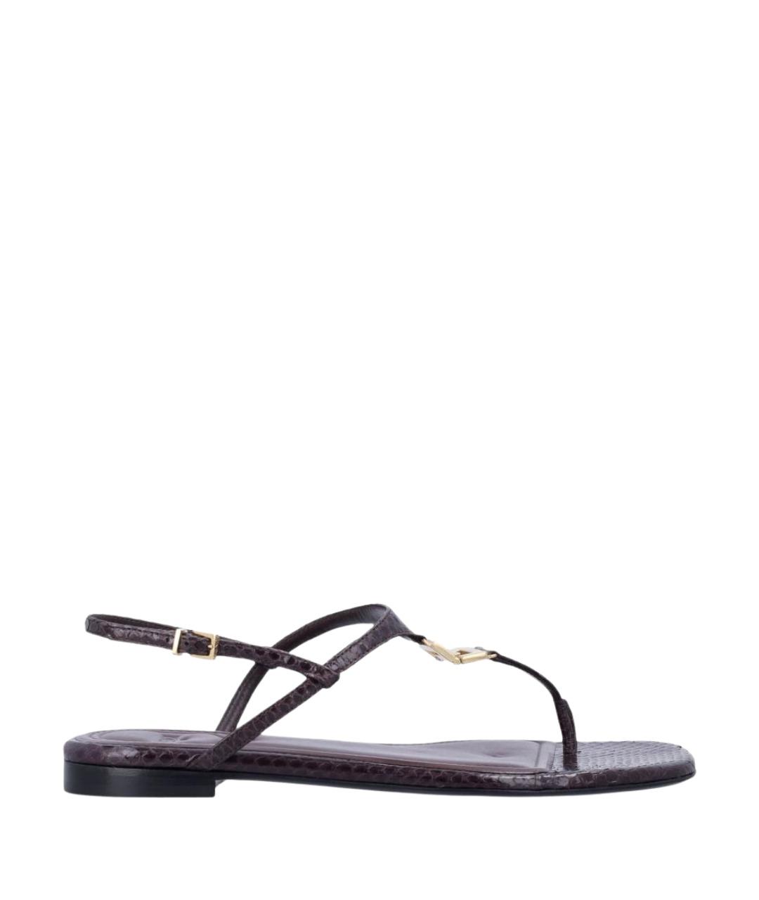 FENDI Фиолетовые кожаные босоножки, фото 1