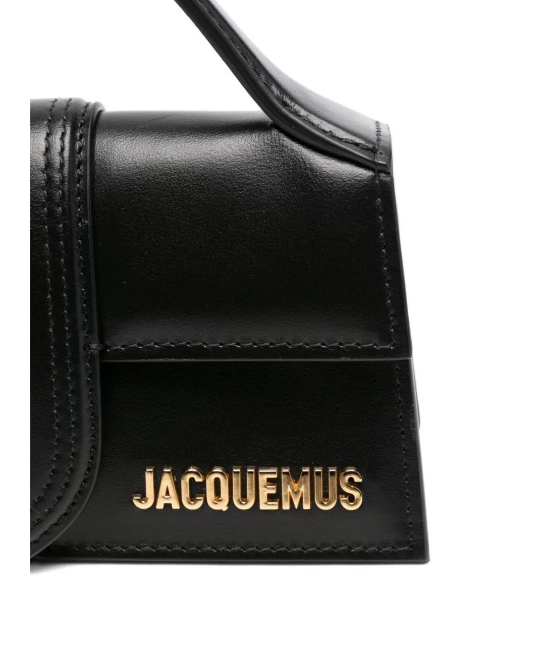 JACQUEMUS Черная кожаная сумка с короткими ручками, фото 4
