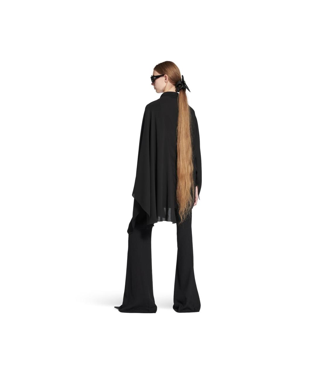 BALENCIAGA Черная шелковая блузы, фото 4