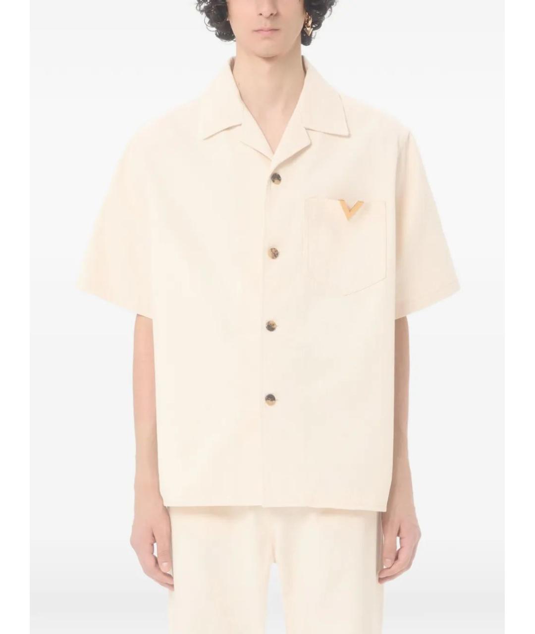 VALENTINO Бежевая хлопковая кэжуал рубашка, фото 3