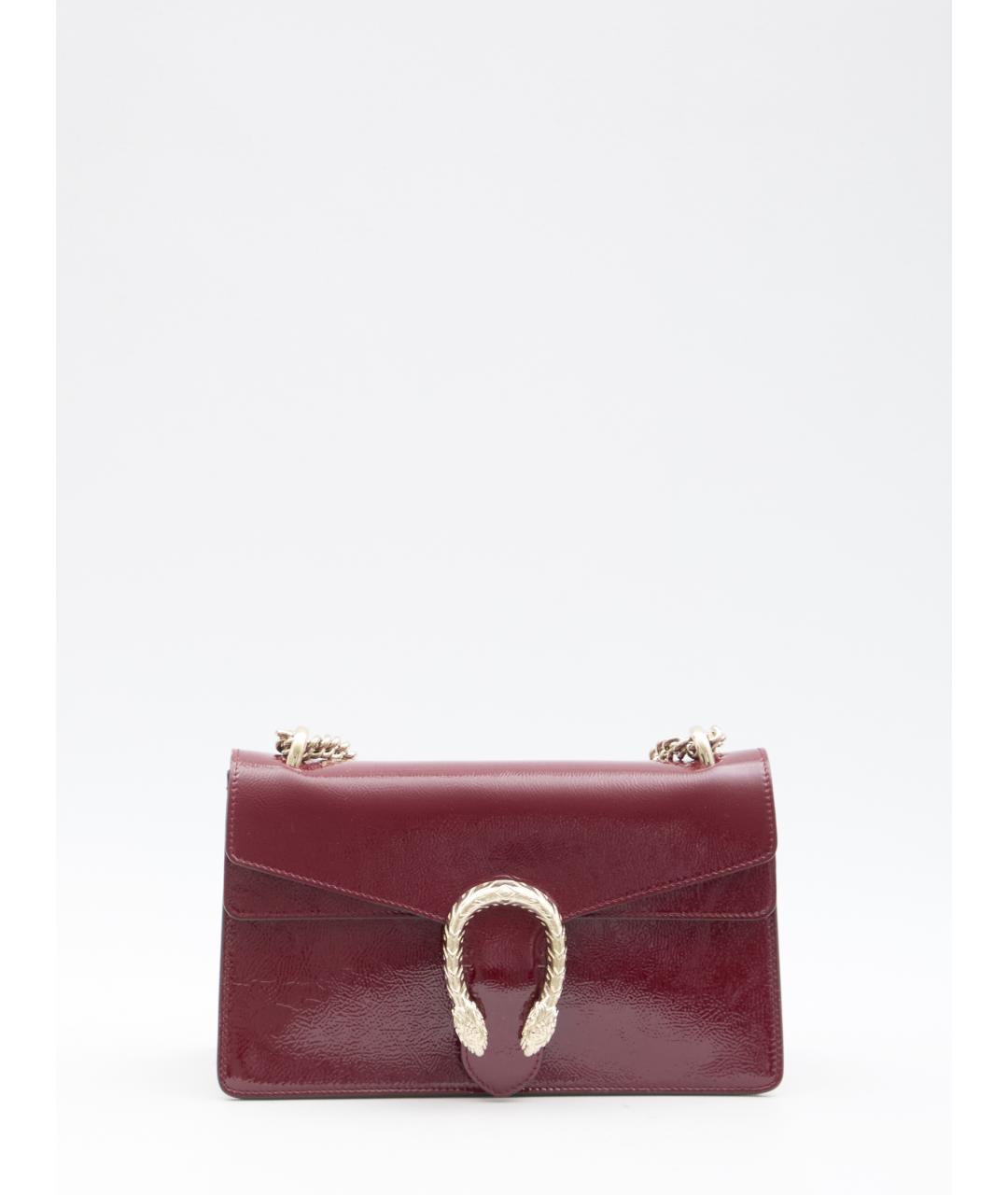 GUCCI Бордовая сумка через плечо из лакированной кожи, фото 1
