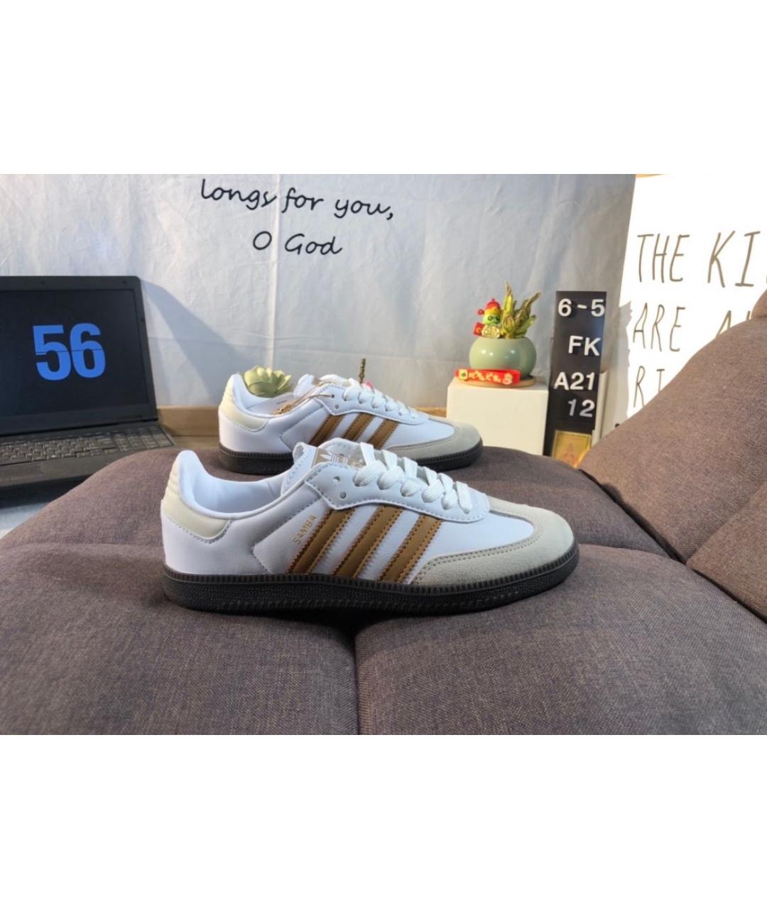 ADIDAS Белые кожаные кроссовки, фото 4