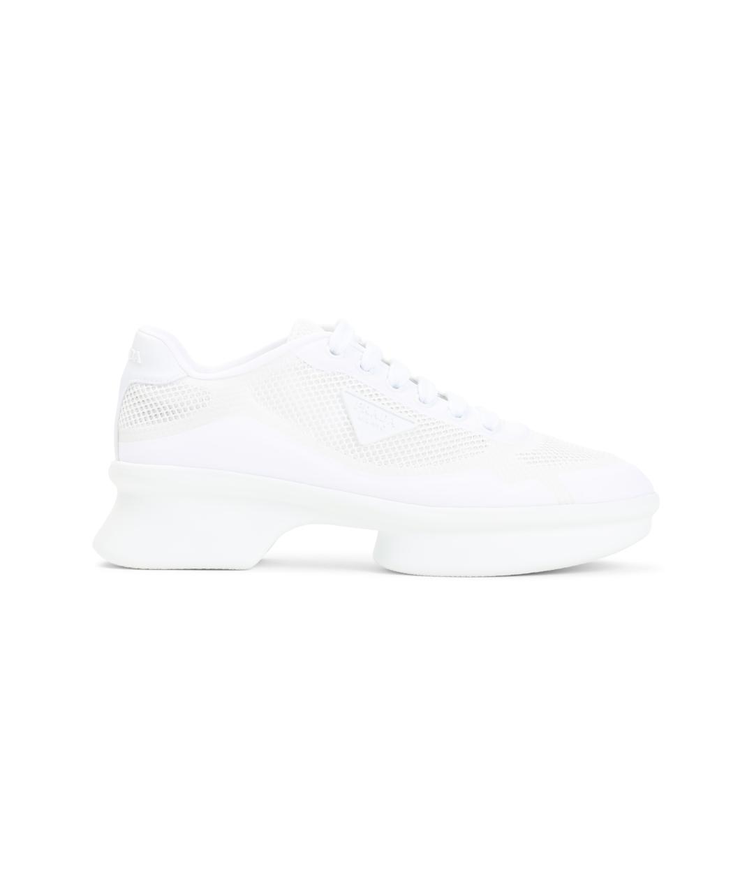 PRADA Белые текстильные кроссовки, фото 1