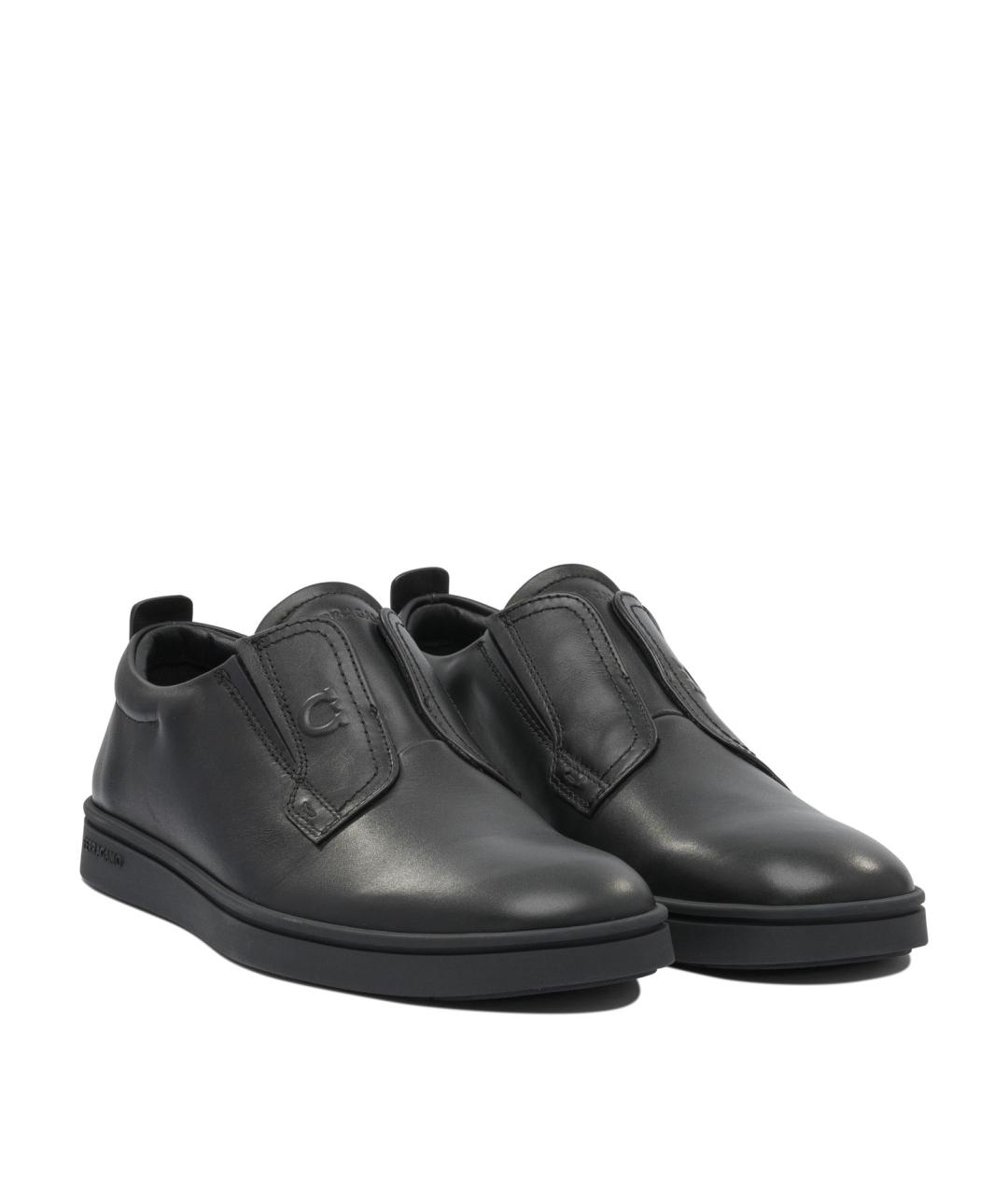 FERRAGAMO Черные кожаные низкие ботинки, фото 2